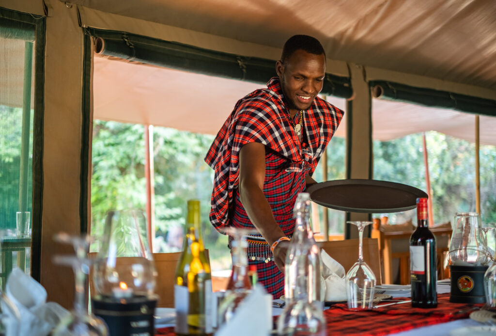 our maasai setting up table