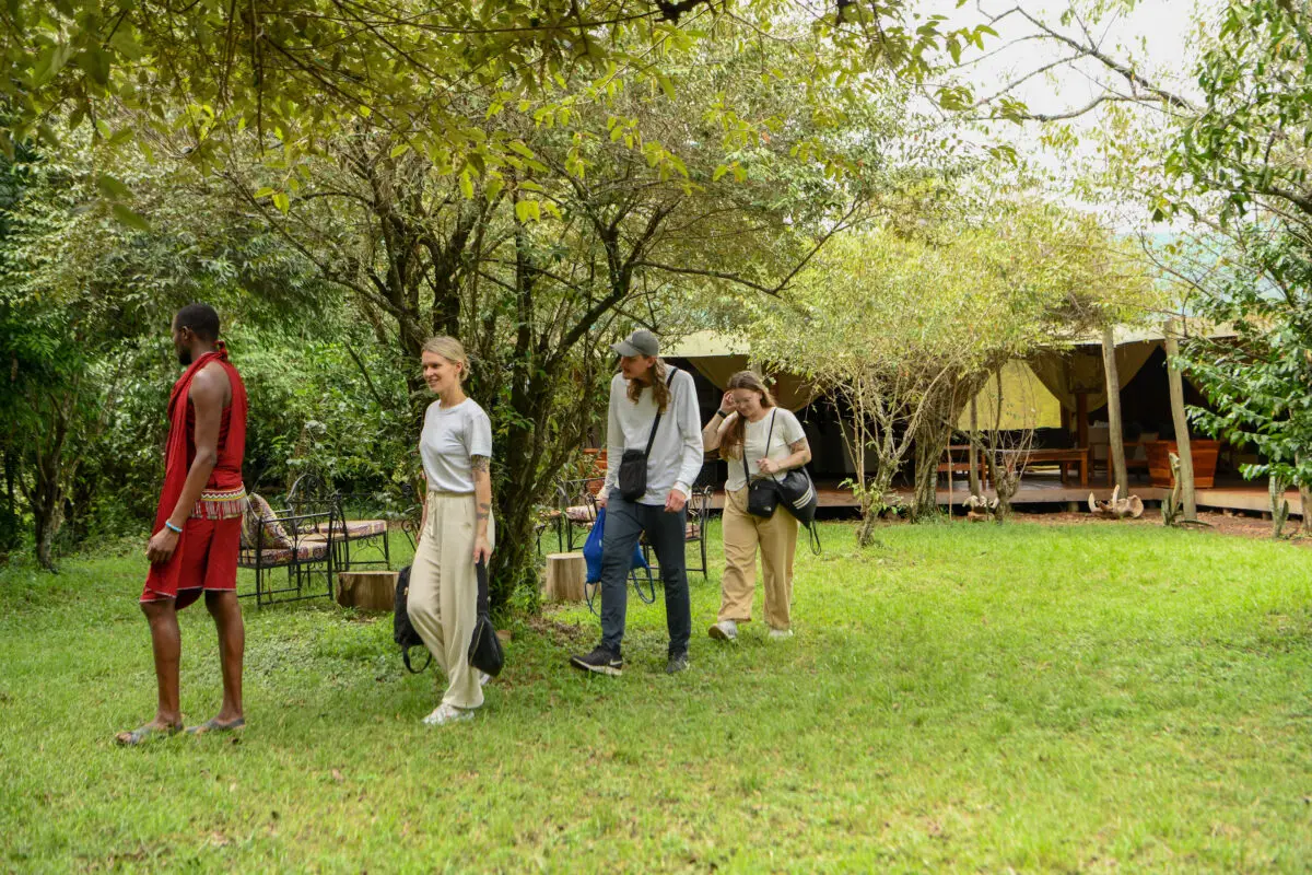 guest taking a stroll at enkakenya camp